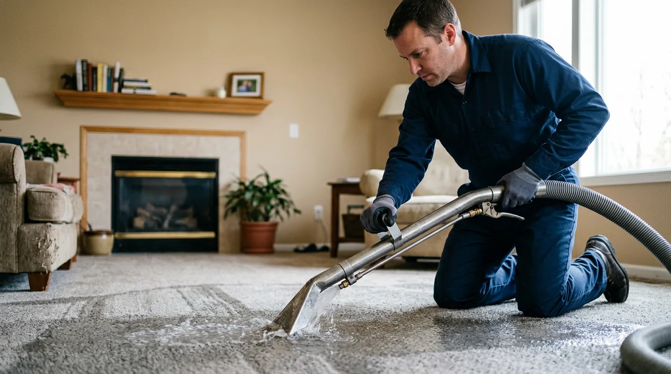 Water damage restoration technician working near Dundee, IL